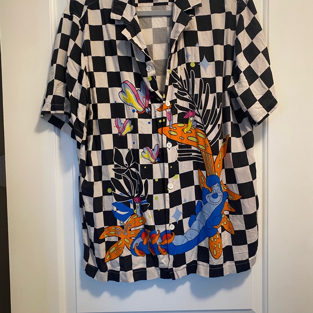 Disney Black and White Checkered Alice In Wonderland Shirt